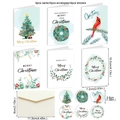 Set di 6 biglietti di auguri natalizi in kraft con buste e adesivi 10,5x7,2cm - Stile Cartone Animato Disegnato a Mano in Carta Kraft Retrò (MC8-94)