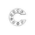 Silver 10mm alloy letter C charm with embedded clear rhinestones for DIY pet collars - 10mm / Letter C with Rhinestone