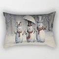 Christmas snowman pattern pillowcase featuring three snowmen in a winter holiday scene - 45*45cm Short Plush No Core / Watercolor Snowman Style 13