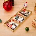 Three-piece set of wooden Christmas gnome ornaments with red polka dot and striped hats - Christmas Style B / Set of 3