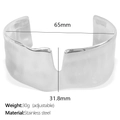 Adjustable irregular silver stainless steel cuff bangle with 65mm inner diameter - Adjustable Type / SZ177 Silver