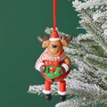 Christmas reindeer ornament featuring a red metal bell and cozy red festive scarf - Wreath Reindeer (Removable Legs)
