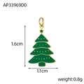 Detailed view of 1.6cm green Christmas tree charm with gold trim and size dimensions - AP33969D0-Christmas Tree B