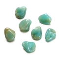 Macro shot of seven irregular green acrylic pebble beads with brown marble texture - Irregular 01 / 10 Pieces Pack / Green