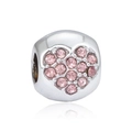 Ciondolo a cuore con strass rosa e finitura argento per braccialetti fai-da-te - Cuore zirconia rosa