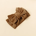 Soft corduroy baby headband with a textured brown vertical stripe bow for infants - 18.5*8.5cm / Tan