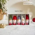 Set of five knitted Christmas gnomes in various colors in a gift box for holiday decor - 5-Piece Set Knitted Gnome Ornaments Style I