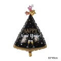 Triangle foil balloon with Happy New Year text and champagne glasses, 83x49cm - New Year Party Hat Gold