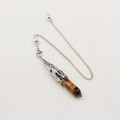 Tiger Eye hexagonal crystal pendulum pendant with silver hollow filigree metal detailing - Tiger's Eye