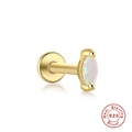 Golden S925 sterling silver ear stud featuring marquise-shaped white opal stone - Gold #2 (Marquise)
