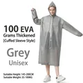 Impermeabile grigio lungo in EVA con polsini elastici e cappuccio per adulti - 100g Polsini Elastici / Grigio