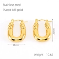 Boucles d'oreilles dorées en forme de U en acier inoxydable plaqué or 18 carats - Style d'Épissage Torsadé en Forme de U (1247) / Doré