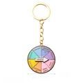 Rainbow mood spinner keychain with gold enamel border and social battery indicators - Anxiety Theme Turntable (K00784)