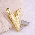 Pendentif lettre K bicolore or et argent serti de zircons blancs brillants - Pendentif uniquement / Lettre: K