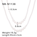 Details der Perlengrößen 0,3cm und 0,8cm an der 18K vergoldeten Edelstahlkette - Zweilagiger Perlenstil (NB-N1138)
