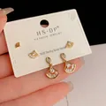 Three-piece gold fan-shaped earring set with zircons and S925 silver needles - Rhinestone Ginkgo Leaf Set (69#)