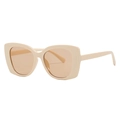 Chic beige oversized cat-eye sunglasses with light brown lenses for a stylish retro look - Cream Frame Tea Lens