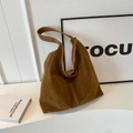 Brown vintage hobo shoulder bag in premium suede texture and minimalist styling - Yellow Brown