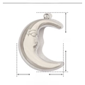 Detail view of crescent moon pendant showing 22mm height and 16mm width dimensions - Moon Face (YE282)