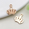 Set of two gold alloy crown charms for DIY necklace making on a ceramic plate - 1 Piece (12.5x14mm)