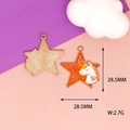 Detail view of 28.5mm star unicorn enamel pendant with weight specification and size - Style 18