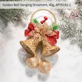 Campana di Natale dorata con fiocco rosso e dettagli in aghi di pino, peso 40g - Ornamento da Appendere a Campanelle Dorate (Stile H)