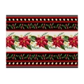 Christmas place mat with red poinsettia pattern and green holly berry decor - 32x21cm / CD105-8 Symmetrical Red Poinsettia (Waterproof Polyester Linen)