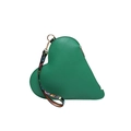 Sac à main vert en forme de cœur en cuir grainé avec sangle tissée et détails dorés - Vert