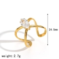 Detailed macro view showing a 24.5mm gold irregular open ring with marquise zircon - Marquise Zirconia Ring (TR4505)