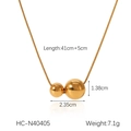 Detail showing two gold ball pendants with technical dimensions for snake chain necklace - Full Gold Big and Small Double Ball Style (HC-N40405)