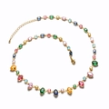 Collar bañado en oro de 18K con cristales ovalados de colores y cadena ajustable - Ovalado Multicolor (Base Dorada)