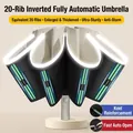 Deep grey and beige 20-rib automatic folding umbrella with reflective safety edge strip - [20-rib Double-rib + Reinforced Version] 10k Reverse Fully Automatic Umbrella - Wutongmi / Gift Box Not Included