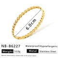 Detail of golden bamboo bead bracelet showing 6.0cm diameter and waterproof steel specs - Golden Bead String Design (NB-B6227)