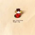Detail of Christmas enamel pin featuring a cute brown bear in a holiday stocking - 6# Christmas Stocking
