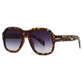 Gafas de sol cuadradas retro modernas con montura de leopardo y lentes degradados - Carey Doble Gris
