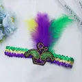 Mardi Gras feather sequin headband in purple green and gold for festival carnival parties - One Size / Party Feather Style