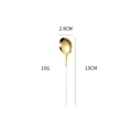 304 stainless steel dessert spoon with gold head and white handle, length 13cm - White Gold Small Spoon