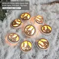 Christmas wooden house string lights with 8 LED warm bulbs on white snow background - Tree House