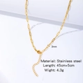 Macro detail of 3mm stainless steel chain with lobster clasp and length specifications - HC0050G-Paperclip Chain