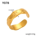 Verstellbarer goldener Edelstahlring mit 0,6 cm breitem geometrischem Steppmuster - Y078-Gesteppte Textur / Offen/Breite 0.6cm / Gold