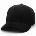 Classic black corduroy baseball cap with high texture and minimalist aesthetic - Adjustable / Black