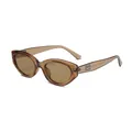 Occhiali da sole cat-eye retrò con montura marrone e dettaglio logo B in metallo oro - Montatura Tè Trasparente Lenti Tè
