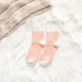Chaussettes d'hiver en polaire corail moelleuse en rose corail et blanc crème - Rose Orange Uni