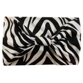 Bohemian yoga headband with black and white zebra print and center knot detail - Zebra Print