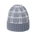 Winter plaid knit beanie with thick grey ribbed cuff for men and women - M (56-58cm) / Gray
