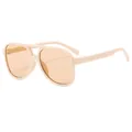 Occhiali da sole aviator beige con montatura a doppio ponte e lenti marrone chiaro traslucide - Montatura Beige Lenti Champagne