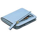 Schlankes hellblaues PU-Leder-Portemonnaie mit Kreuzmaserung und Münzfach mit Reißverschluss - Kreuzmaserung / Denim-Blau