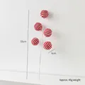 Plush Christmas tree branch with 55cm red and white striped knit ball ornaments - Christmas Ball Stem