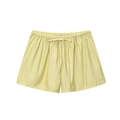 Detalle de pantalones cortos amarillos texturizados con cintura elástica y cordón - XS / Short Amarillo