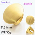 Anello in acciaio inossidabile spazzolato placcato oro 18k con disco da 31mm taglie 6-11 - US 6 / Oro Spazzolato Tondo